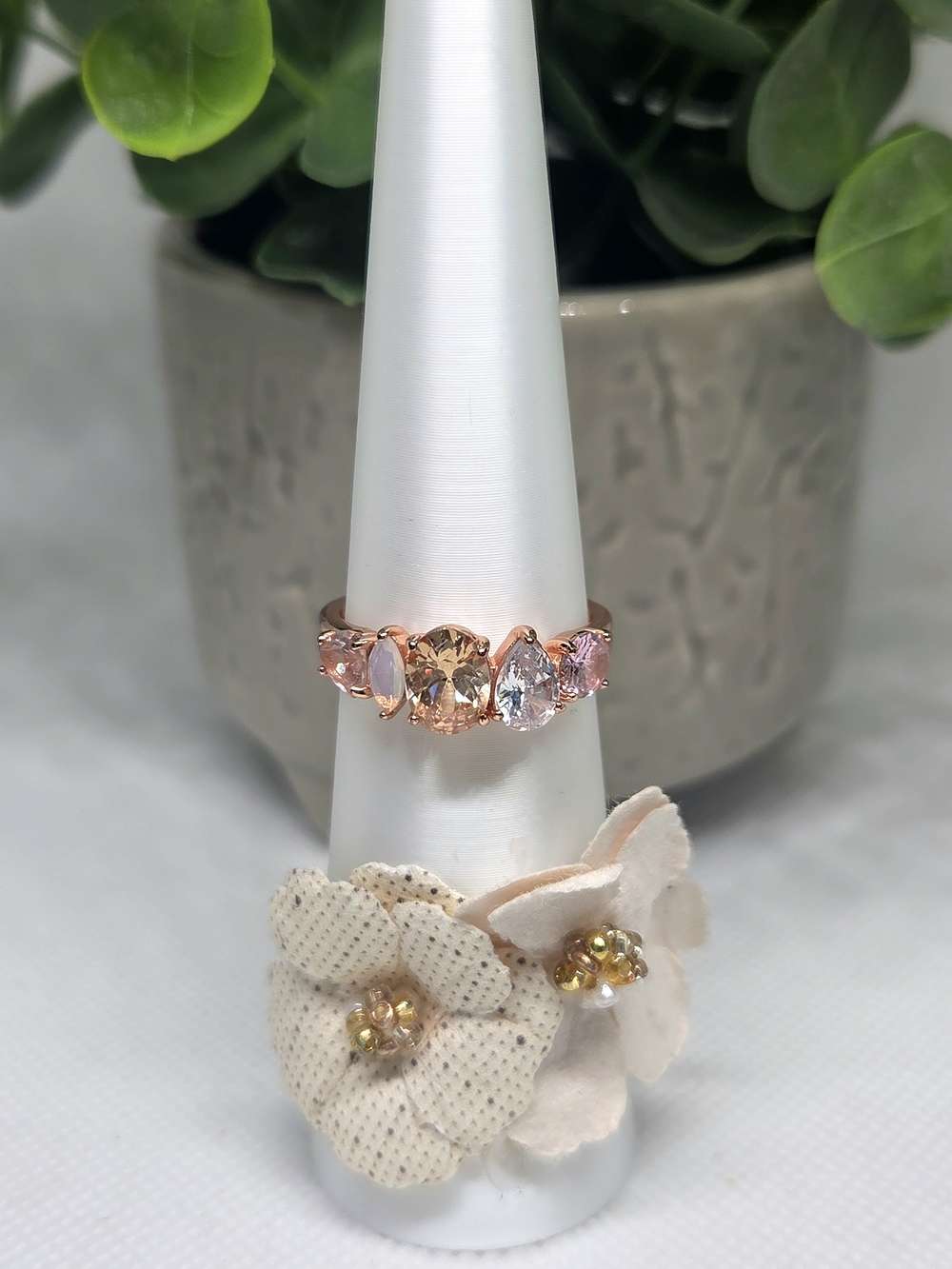 BP Rose Gold Pink & Champagne Multi-Stone Ring